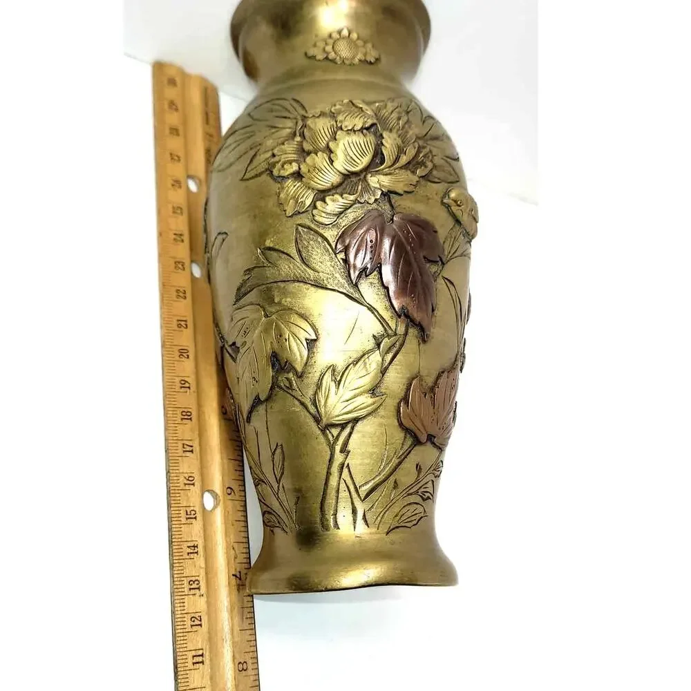 7"   19th Century  Japanese Meiji Period  Bronze / Copper Mixed Metal Vase - Picture 7 of 10